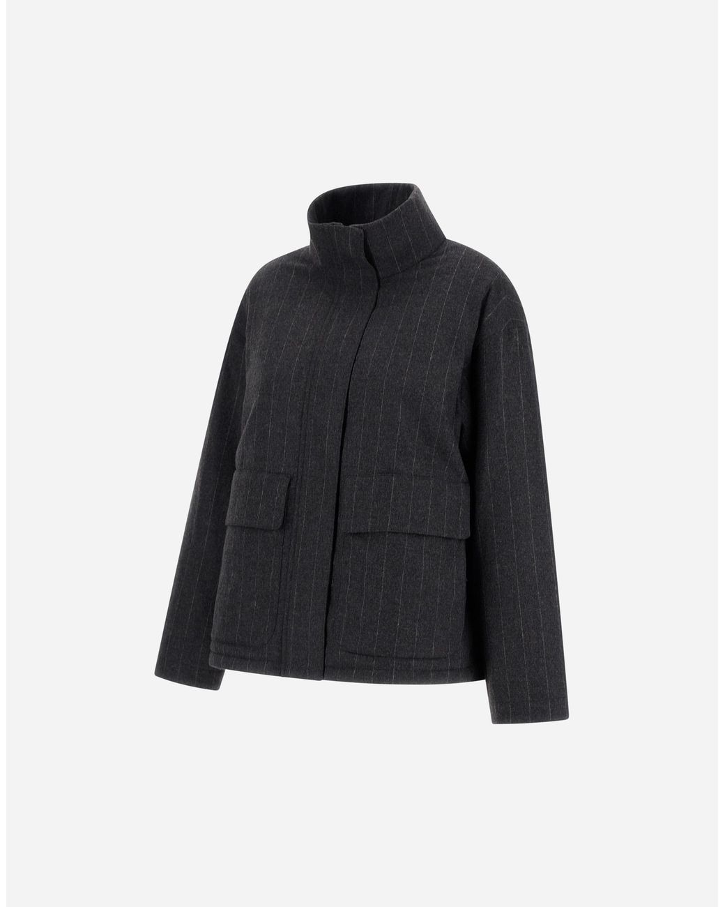 Herno Blue Stretch Wool Jacket With Pinstripe Pattern