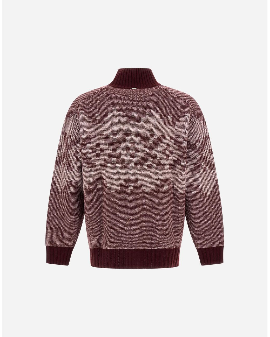 Herno Purple Wool And Cashmere Cardigan With Norwegian Pattern for men