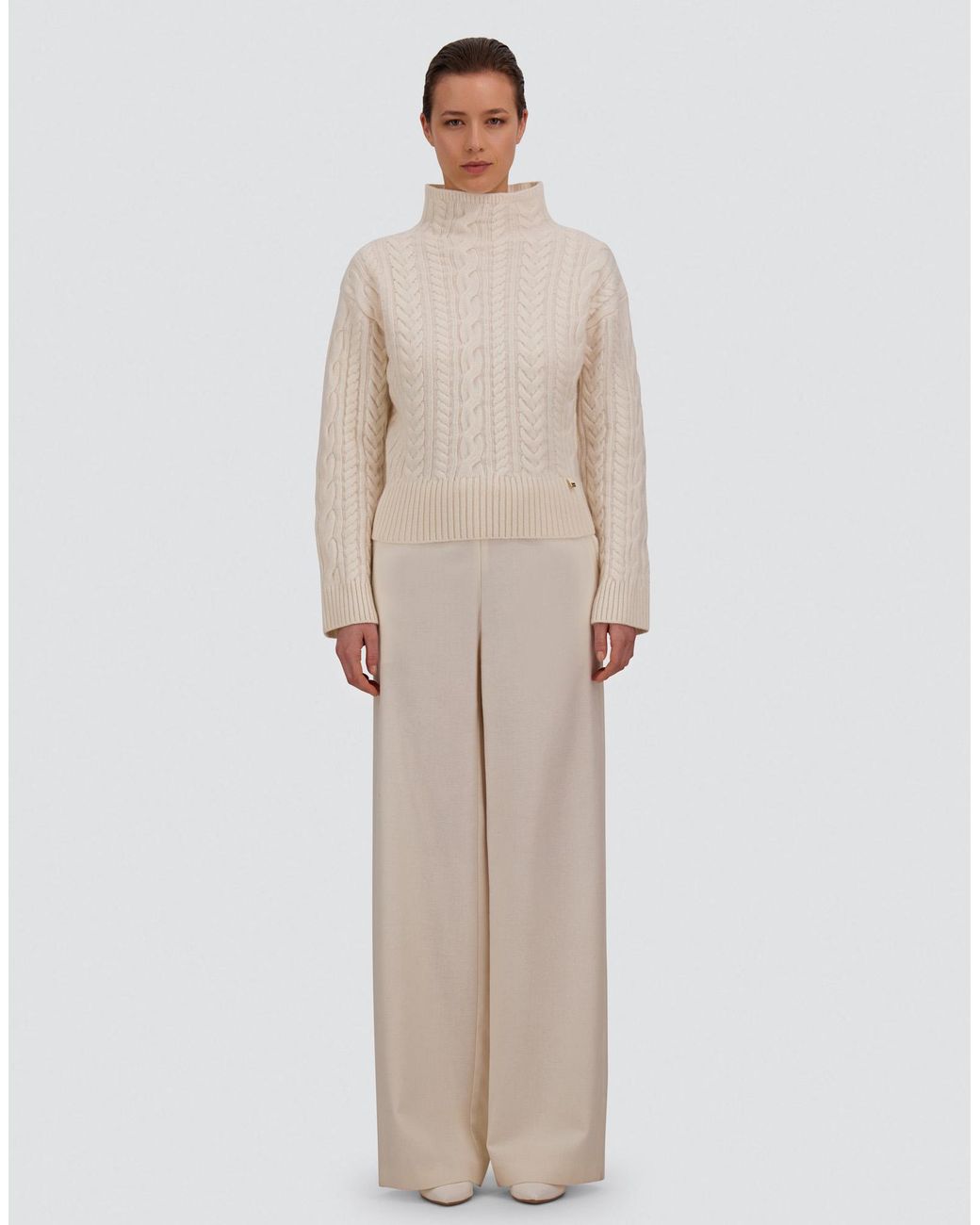 Herno White Cable-Knit Wool Jumper