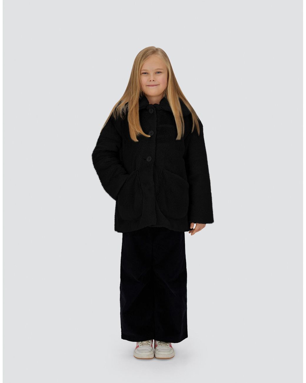 Herno Black Beaver-Effect Fur-Touch Coat