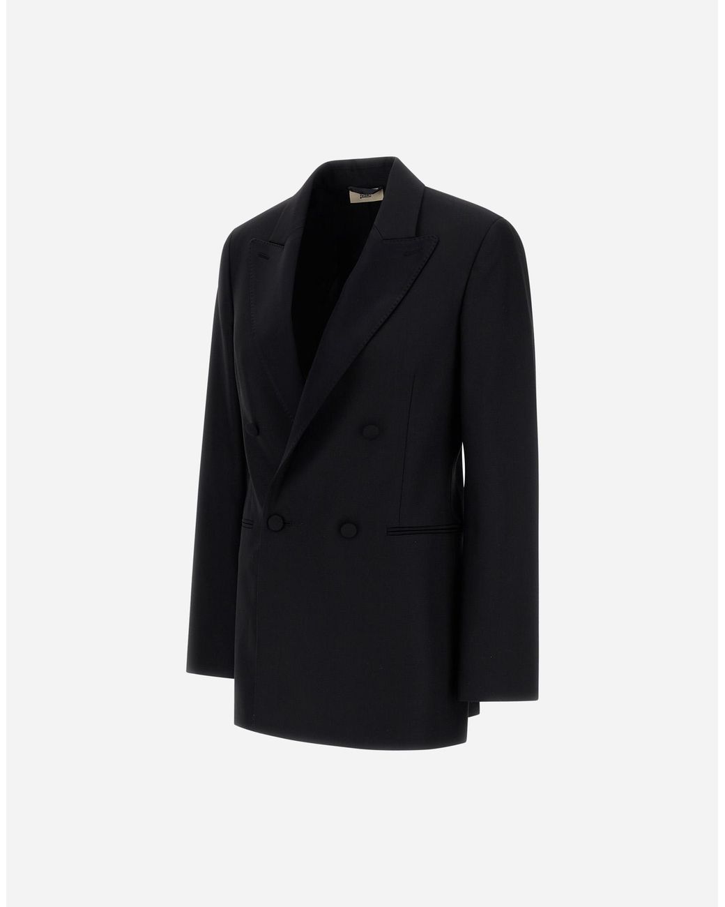 Herno Black Stretch Wool Gabardine And Satin Blazer