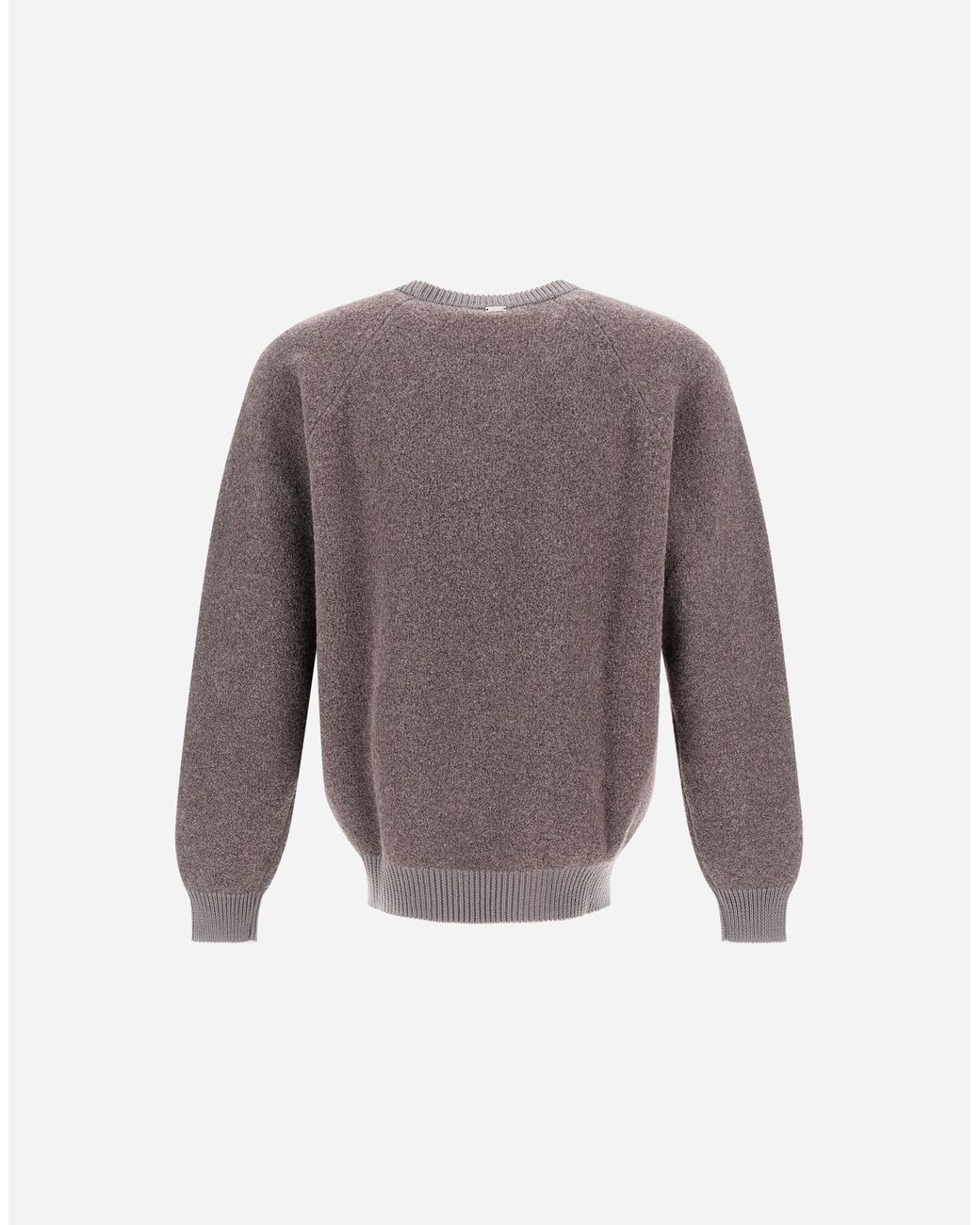 Herno Gray Cashmere And Wool Bouclé Jumper for men
