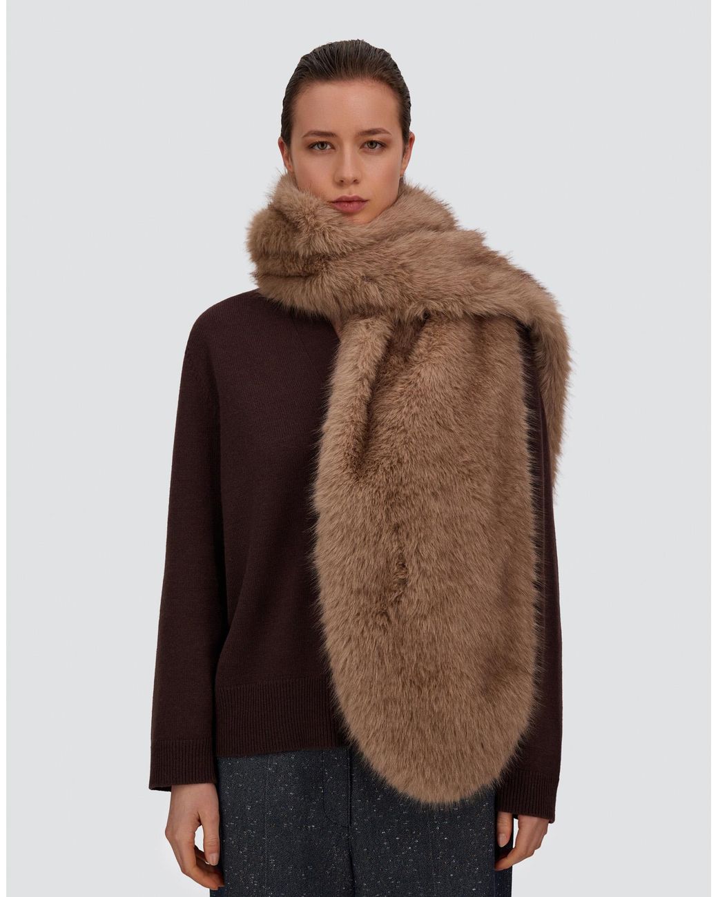Herno Natural Long-Pile Fur-Touch Scarf
