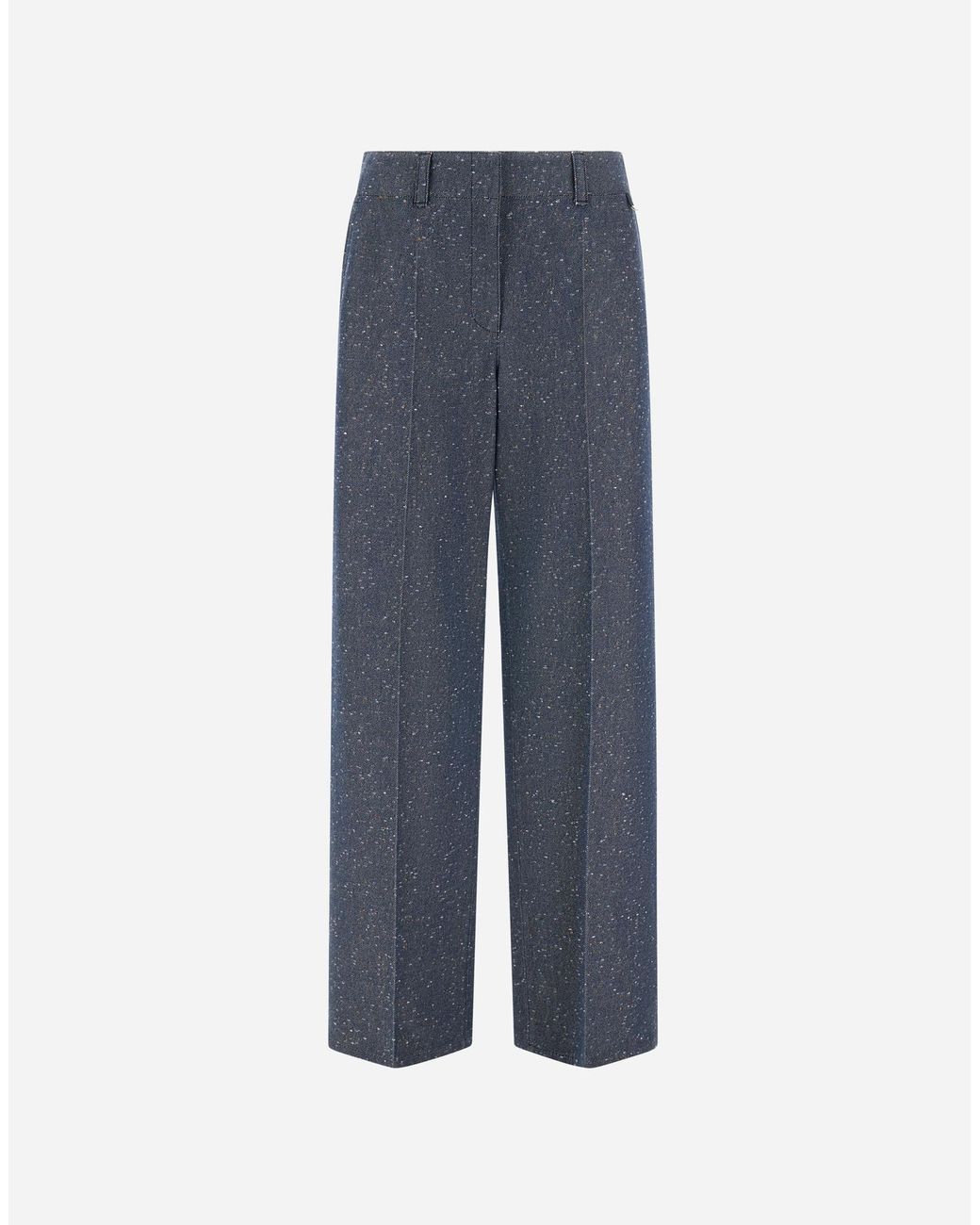 Herno Blue Denim-Effect Wool Trousers