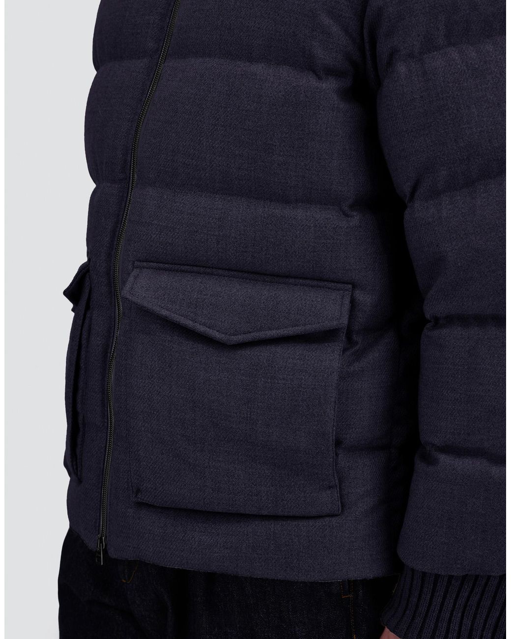 Herno Blue Wool Tweed Bomber Jacket for men