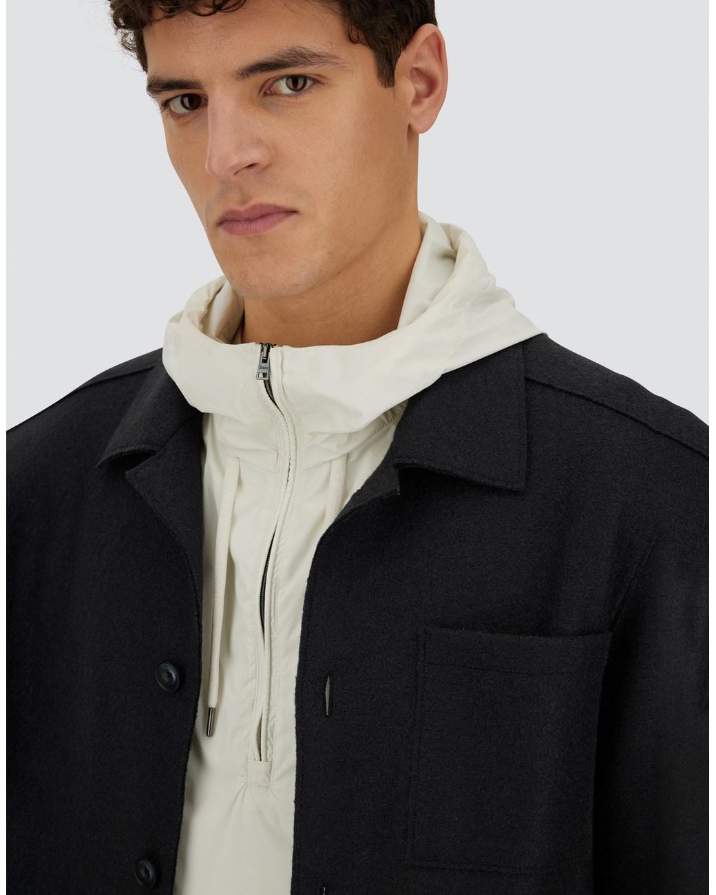 Herno Blue Resort Felted Wool Shacket for men