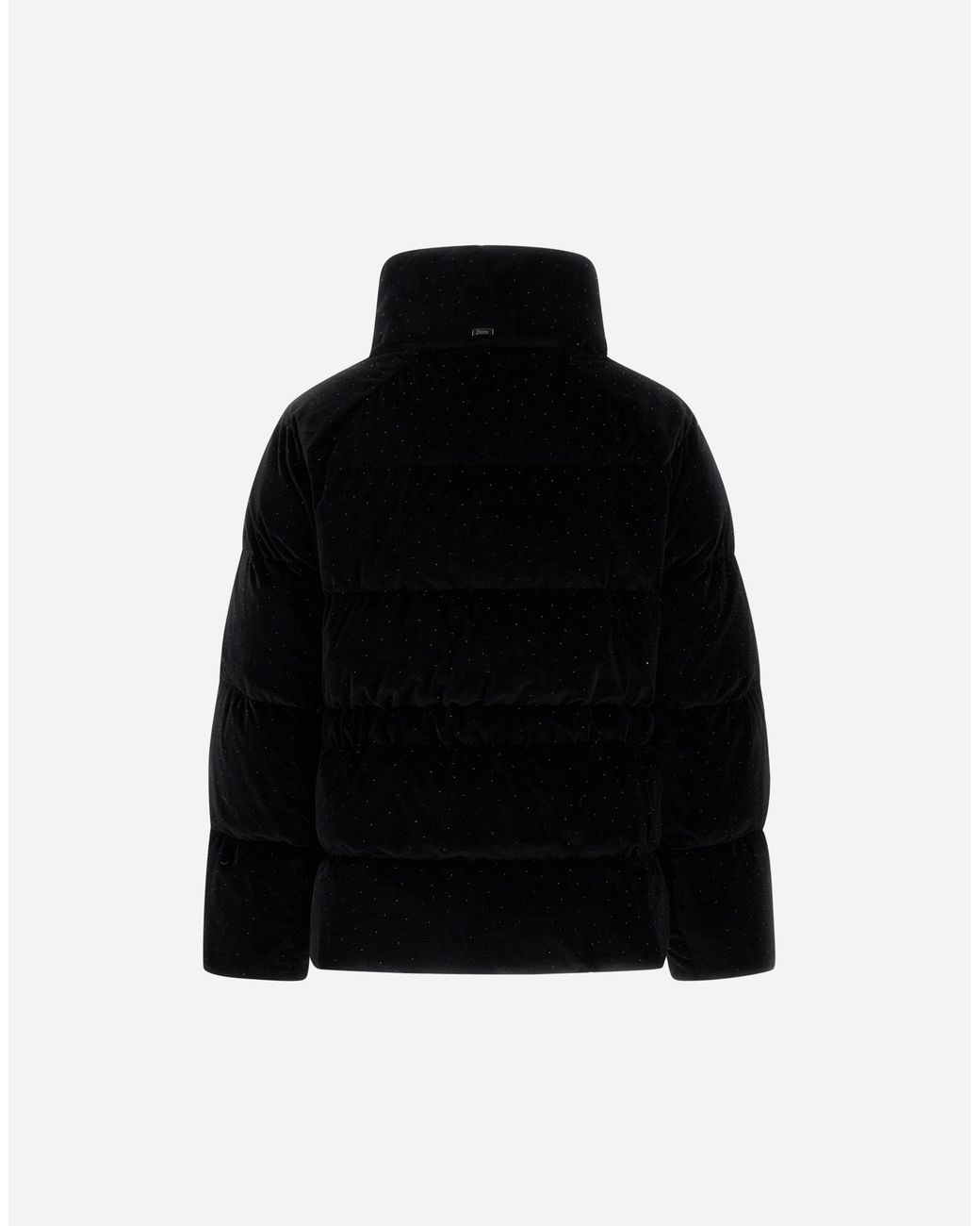 Herno Black Velvet Jacket With Glitter Print And Satin
