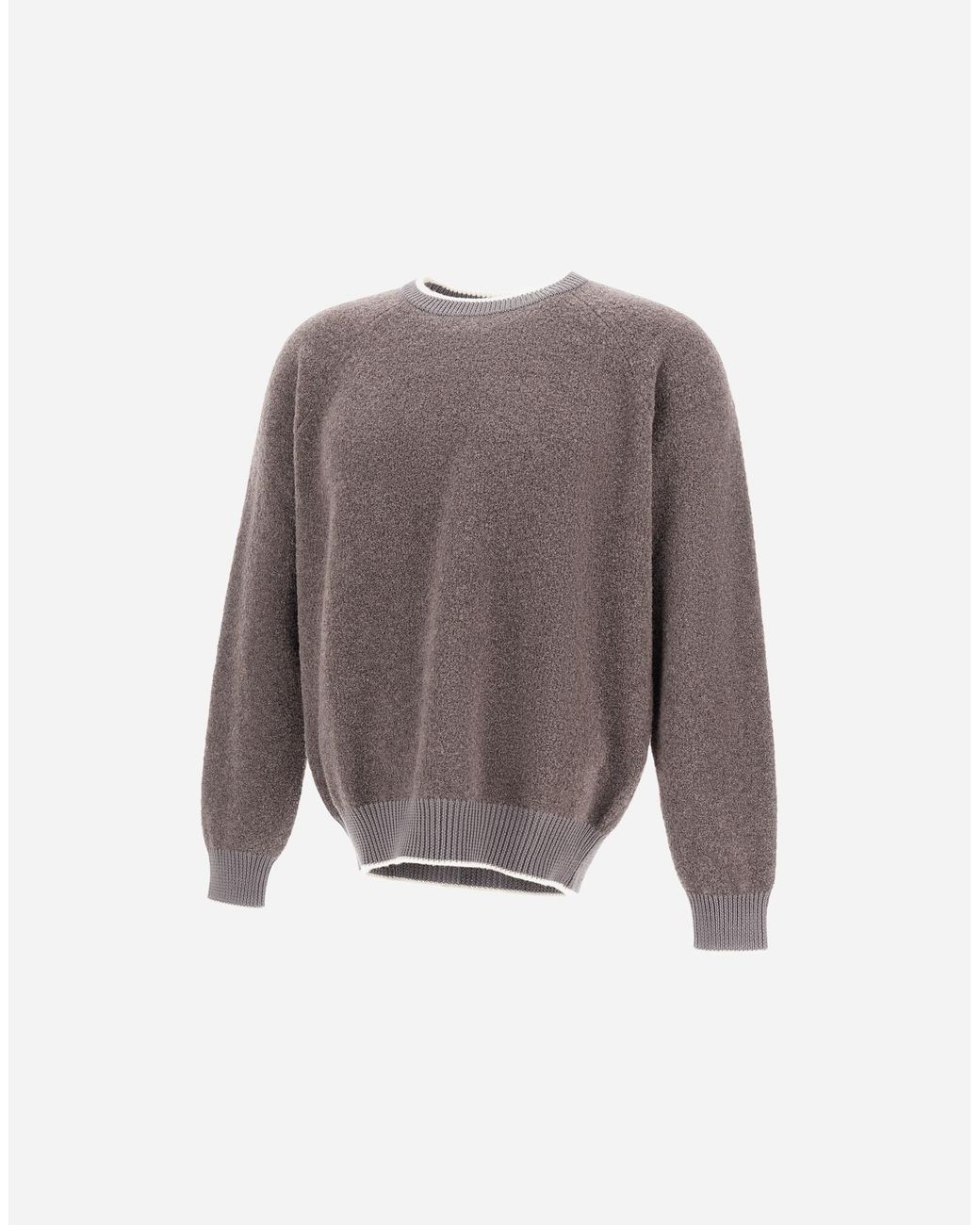 Herno Gray Cashmere And Wool Bouclé Jumper for men