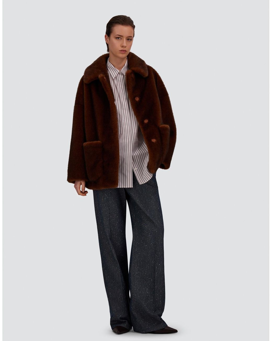 Herno Blue Denim-Effect Wool Trousers