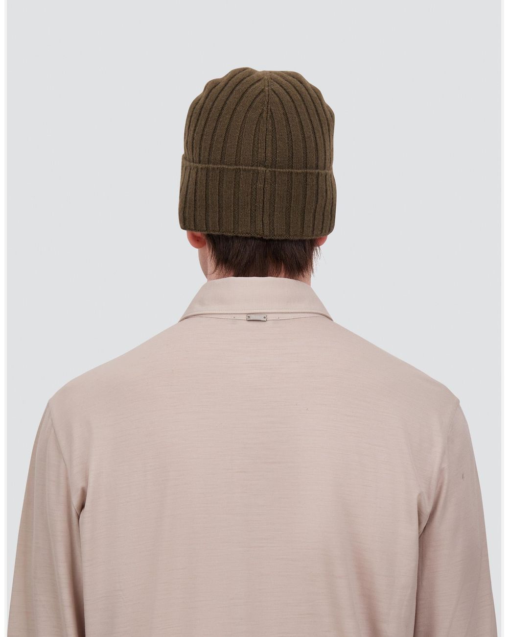Herno Brown English Rib Cashmere Beanie for men