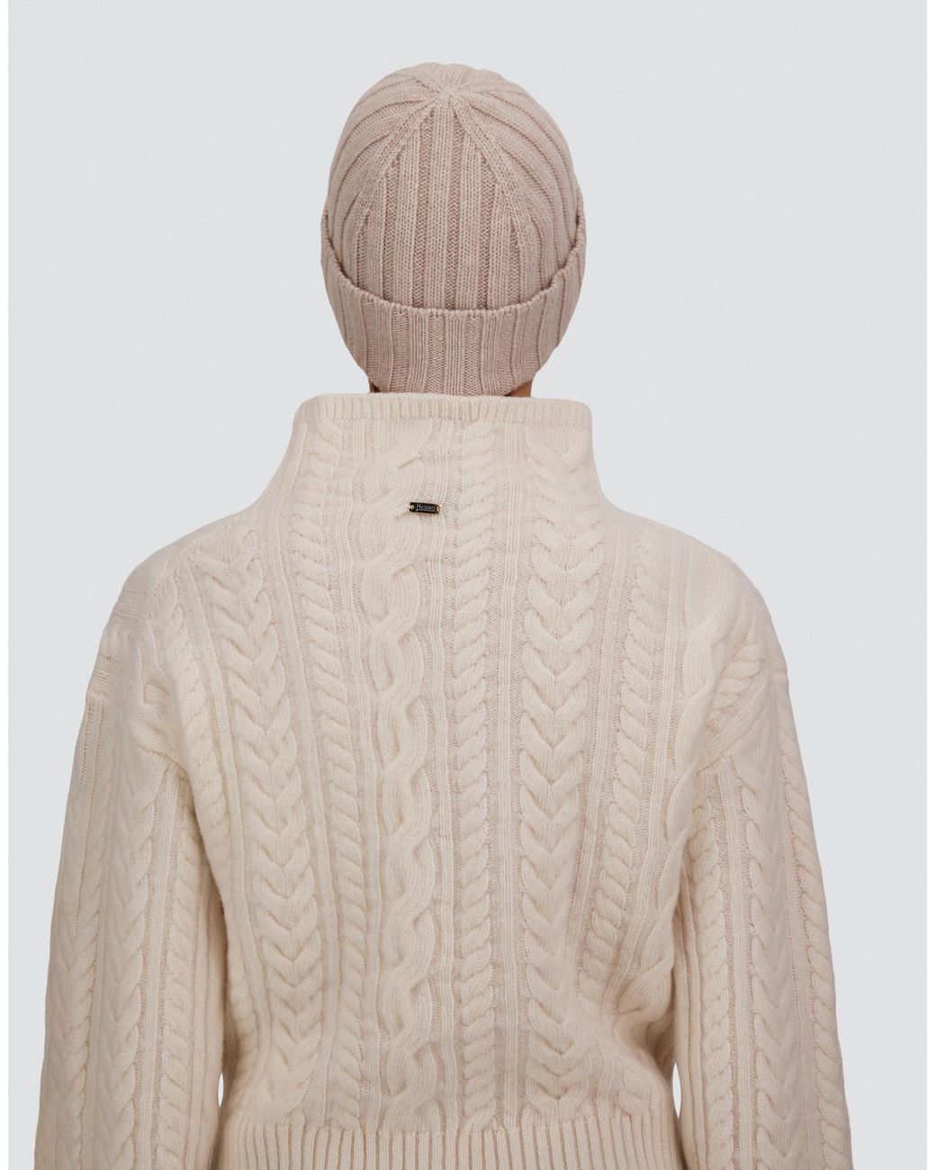 Herno White Ribbed Wool Beanie