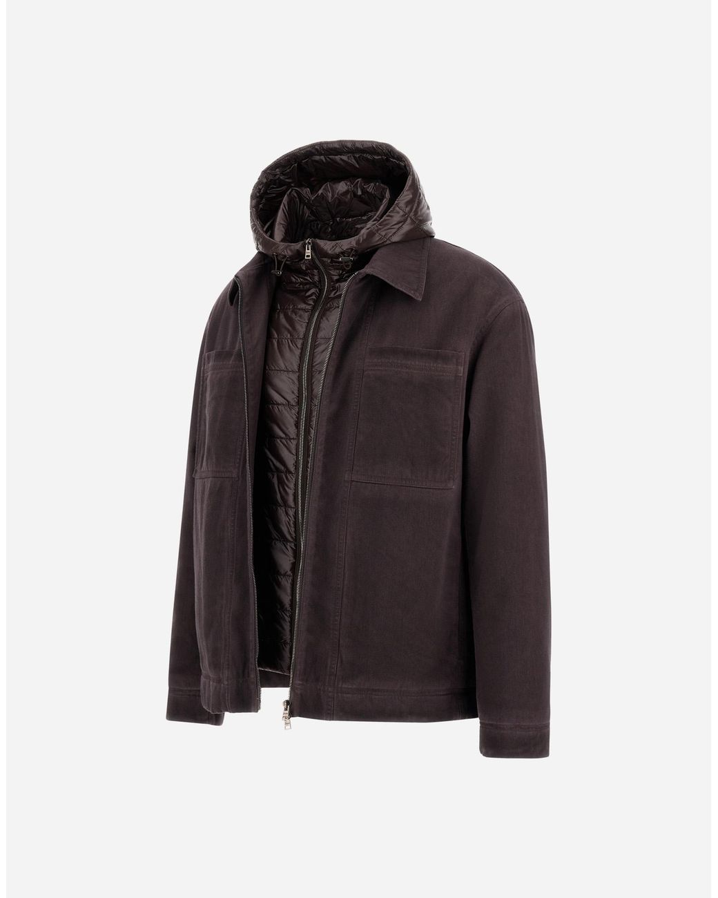 Herno Brown Denim-Effect Gabardine And Nylon Ultralight Jacket for men