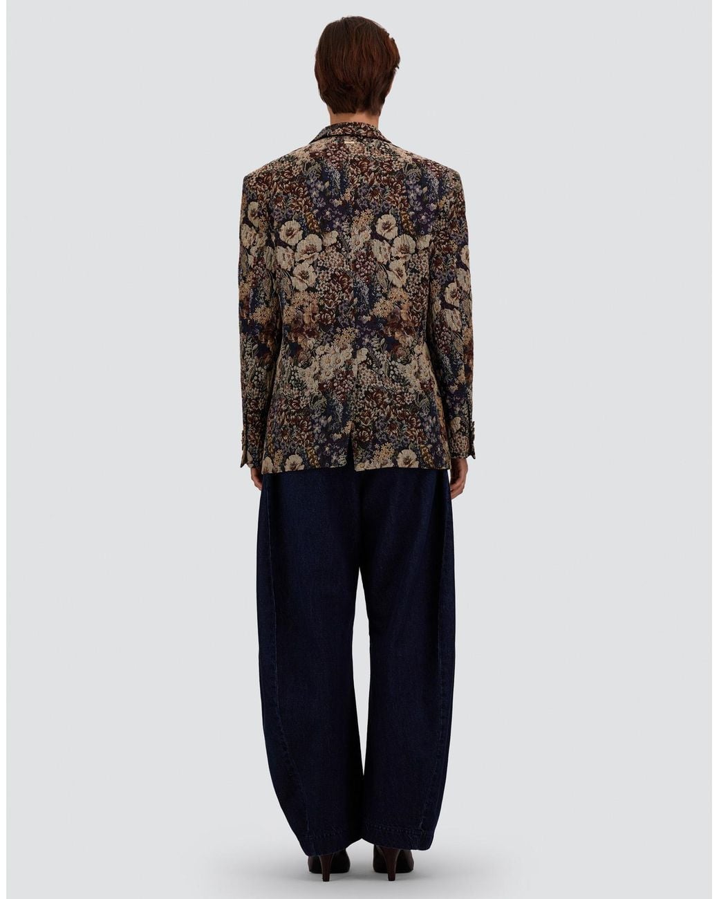 Herno Blue Floral-Motif Jacquard Blazer