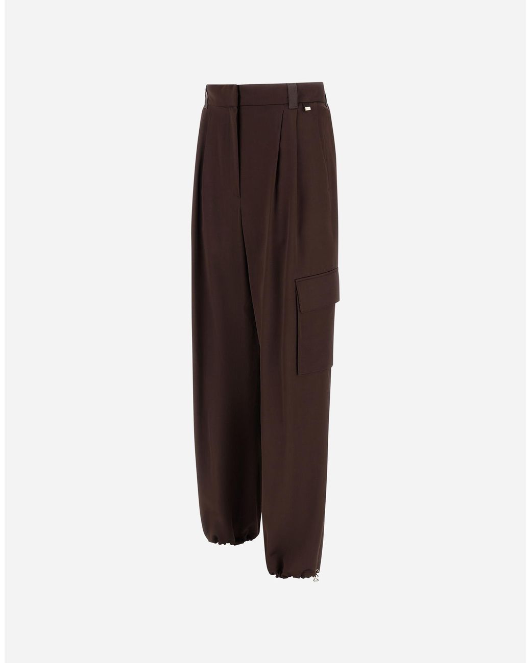 Herno Brown Viscose And Wool Satin Cargo Trousers
