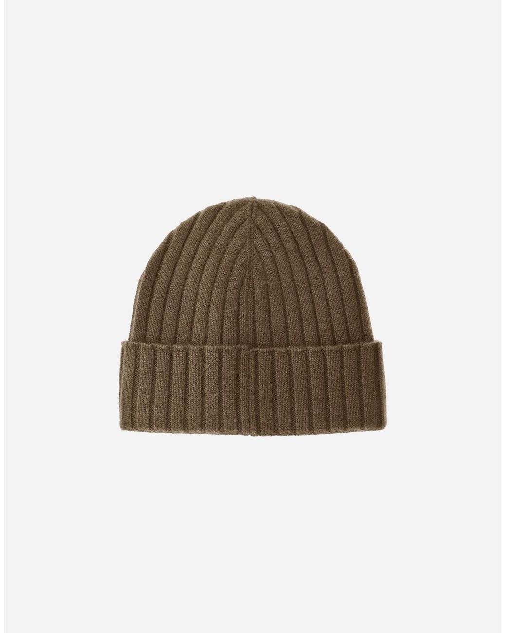 Herno Brown English Rib Cashmere Beanie for men