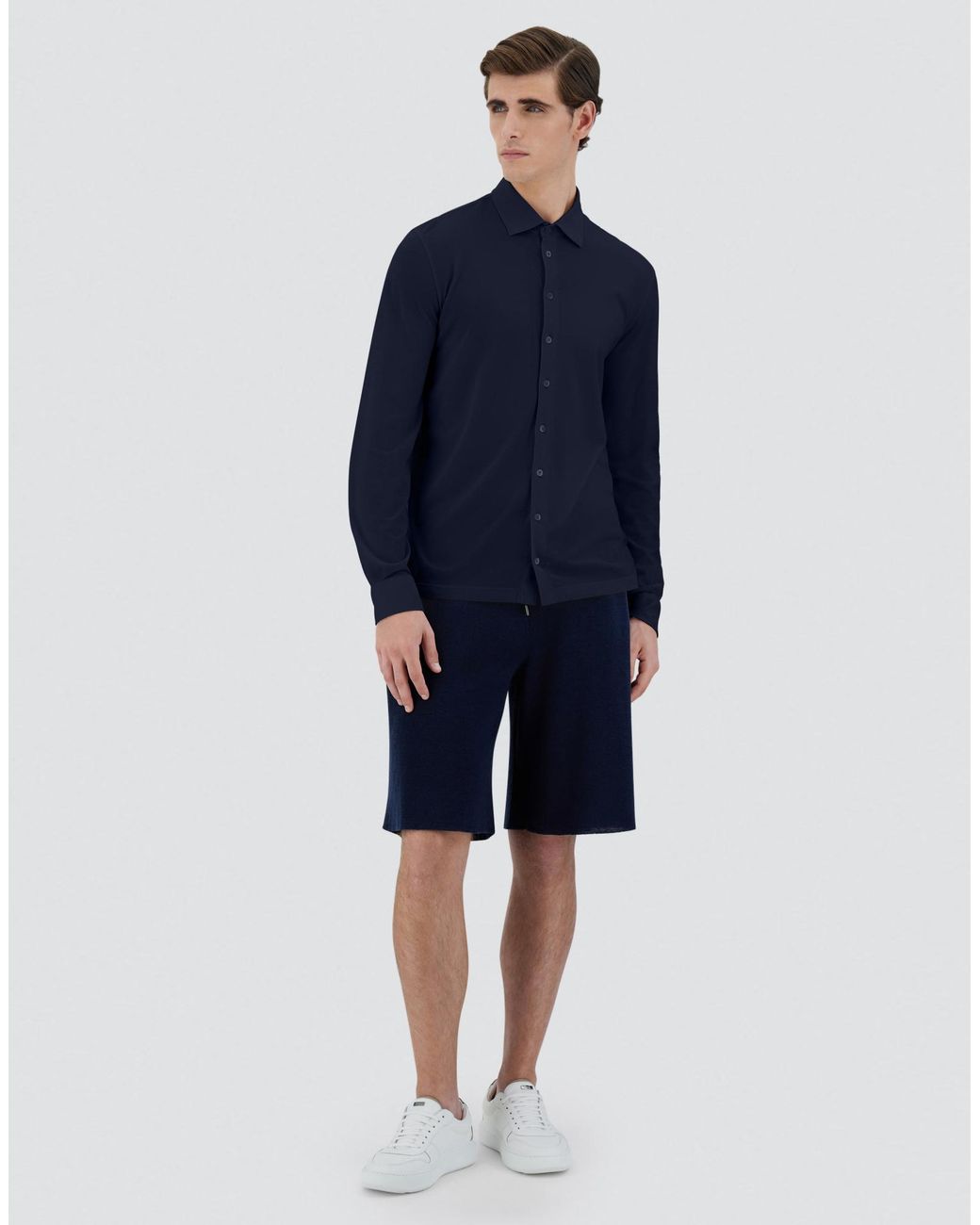 Herno Blue Shirt In Crepe Jersey for men