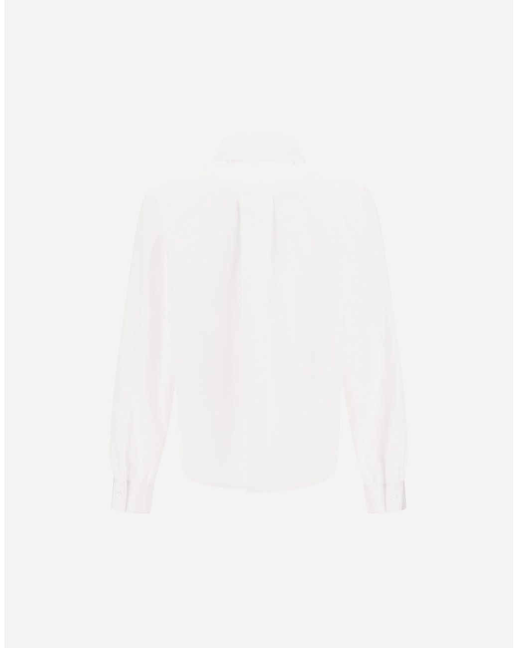 Herno White Cotton Poplin Shirt With Bow