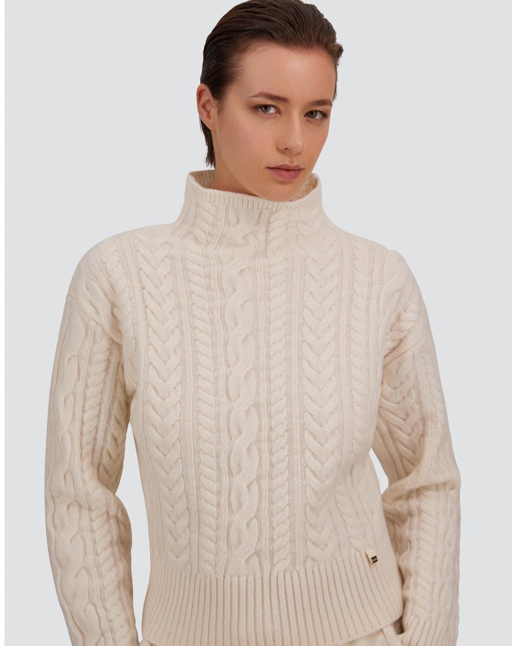 Herno White Cable-Knit Wool Jumper