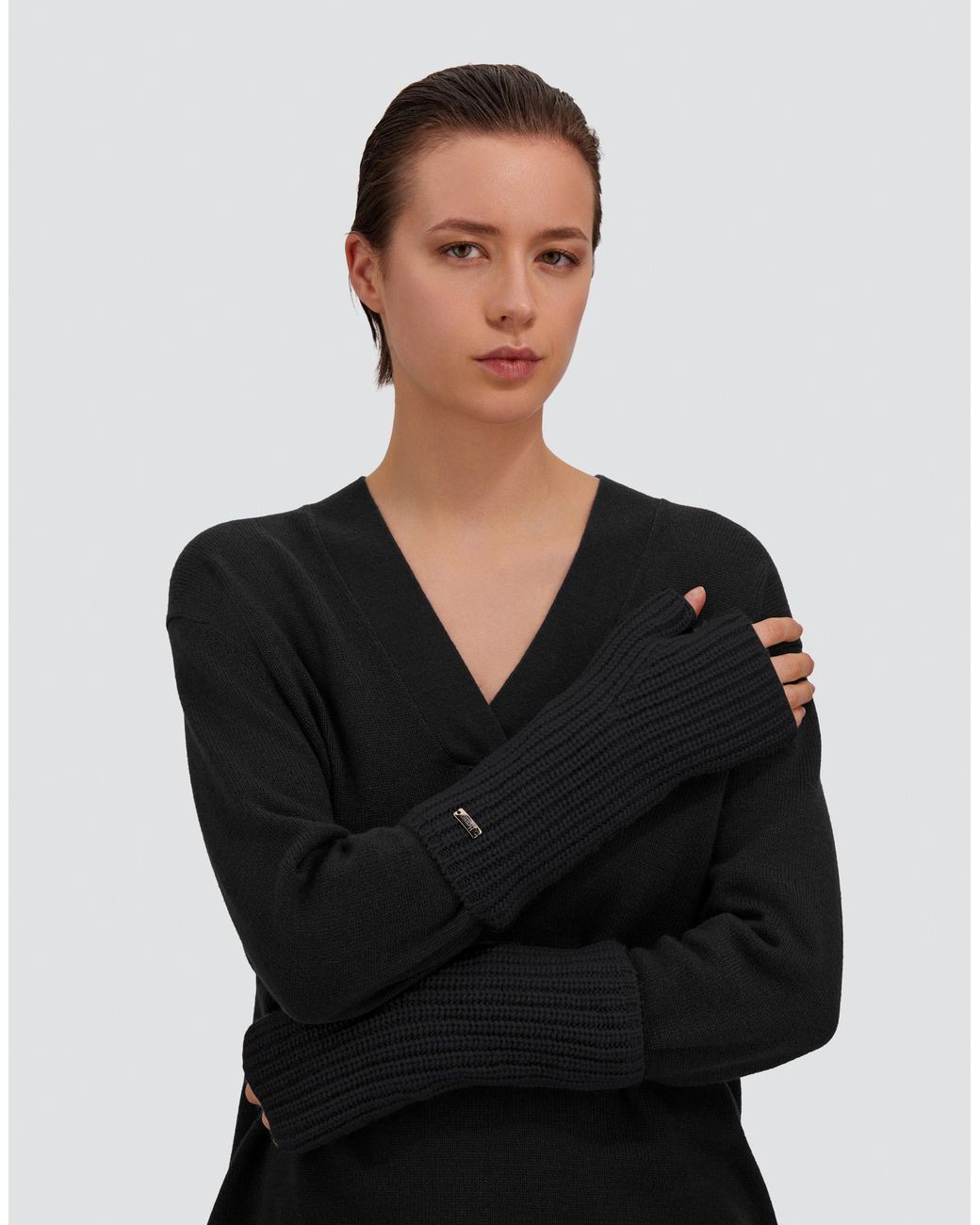 Herno Black Guantes De Cob Stitch Carded Wool