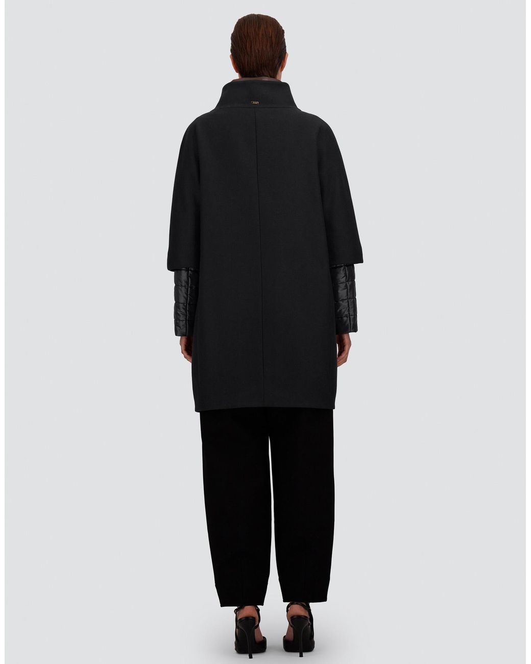 Herno Black Ecowool And Nylon Ultralight Coat