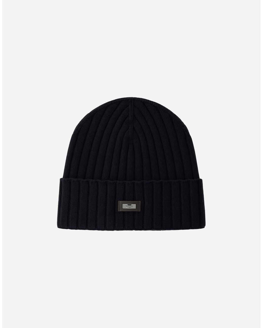 Herno Blue English Rib Cashmere Beanie for men