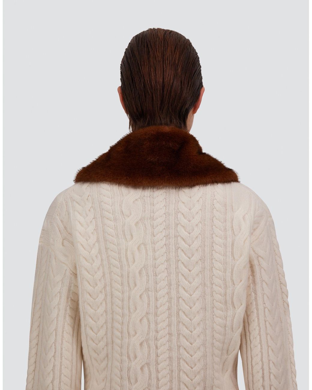Herno Brown Mink-Effect Fur-Touch Scarf