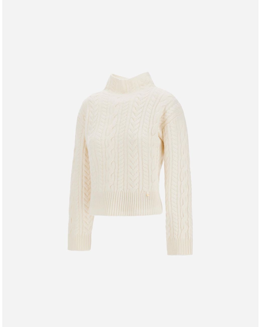 Herno White Cable-Knit Wool Jumper