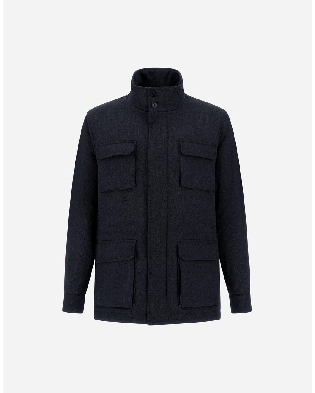 Herno Blue Vintage-Effect Wool-Blend Field Jacket for men