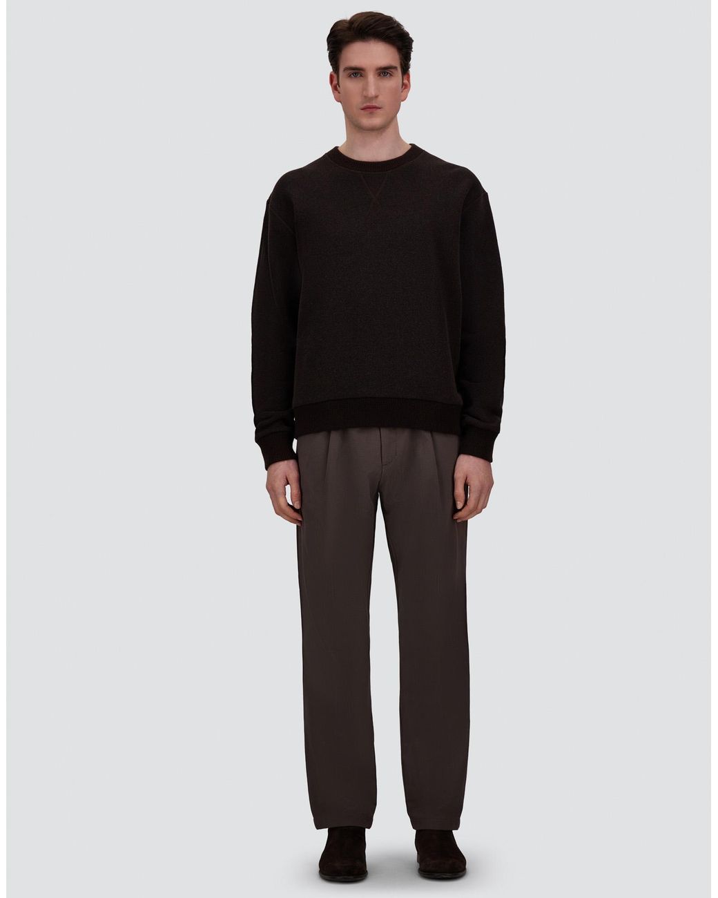 Herno Black Cotton And Wool Crew-Neck Sweatshirt for men
