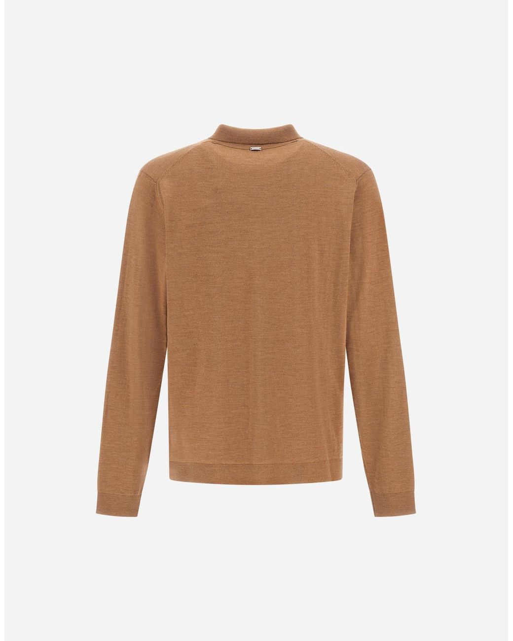 Herno Brown Merino Wool Cardigan for men