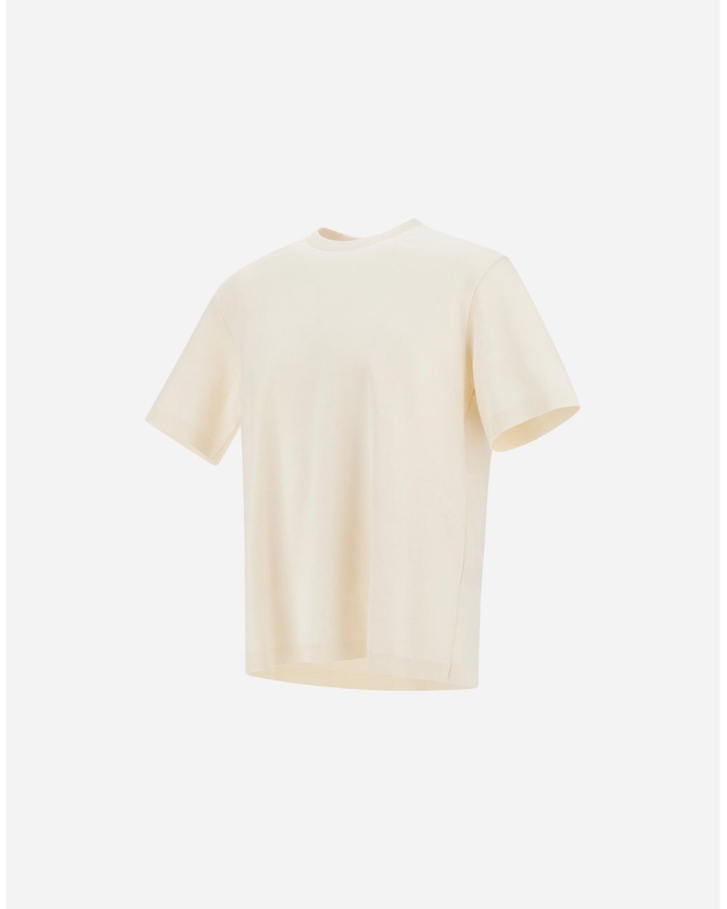 Herno White Cotton And Cashmere Double Piqué T-Shirt for men