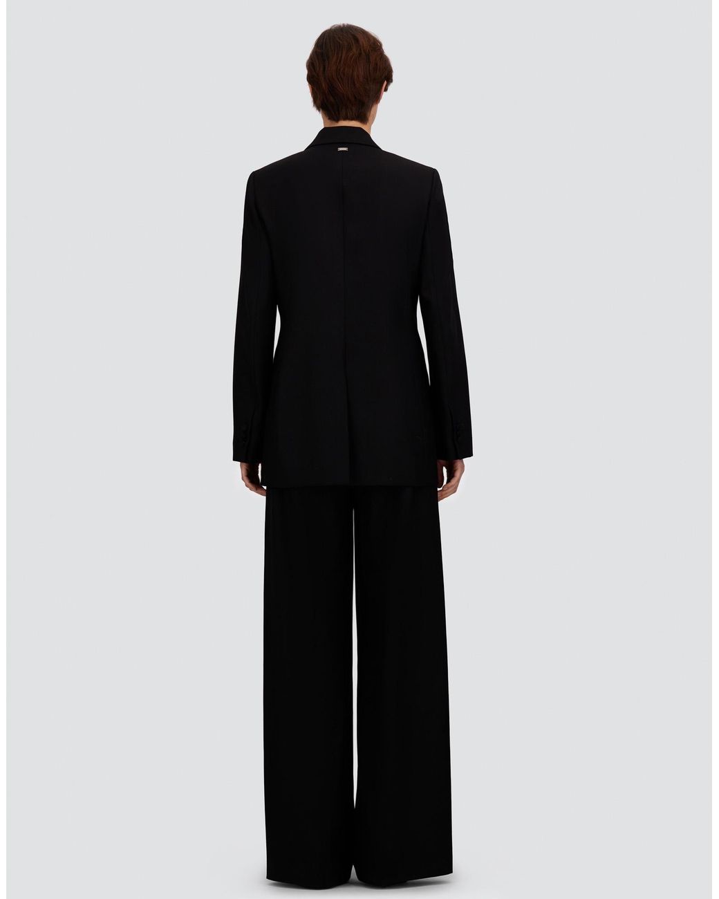 Herno Black Stretch Wool Gabardine And Satin Blazer