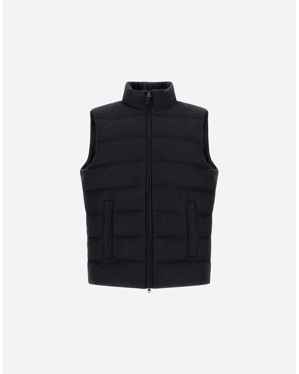 Herno Black Cashmere And Silk Vest With Monogram for men