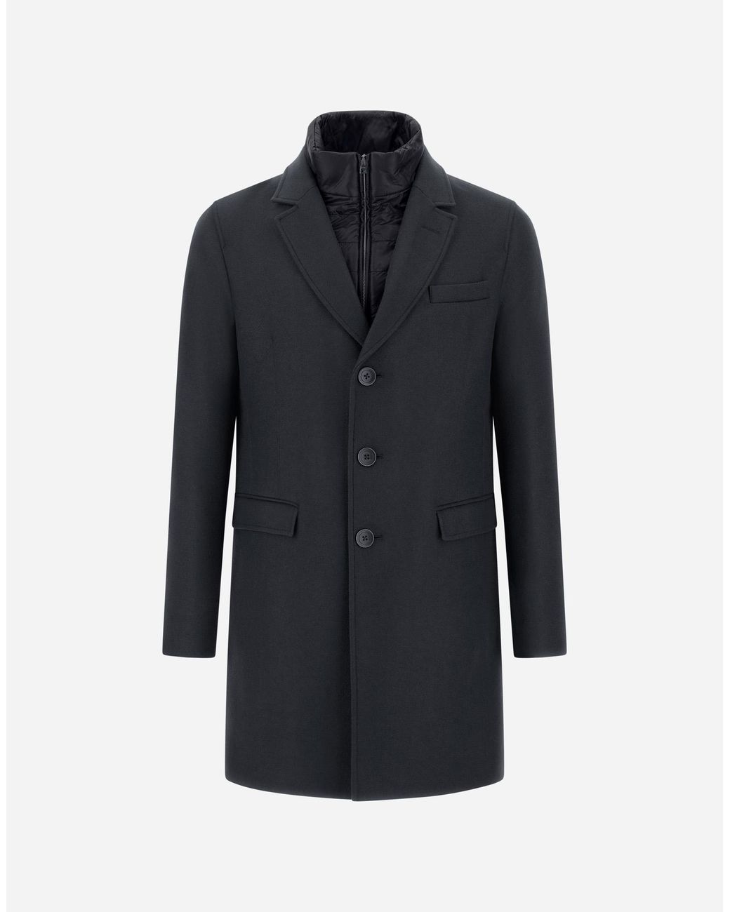 Herno Blue Ecowool And Nylon Ultralight Coat for men