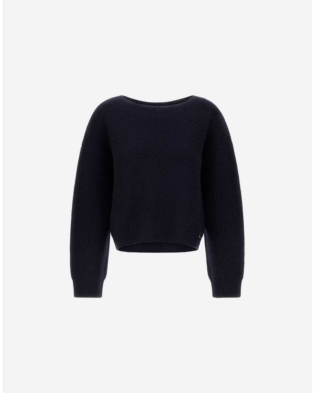 Herno Blue Wool Sweater With Raised Knit