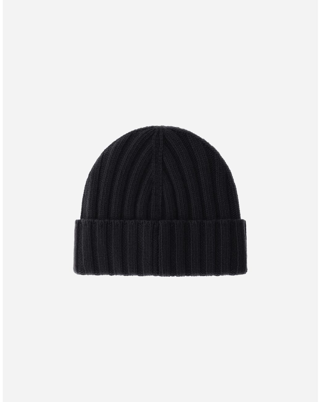 Herno Black Ribbed Wool Beanie