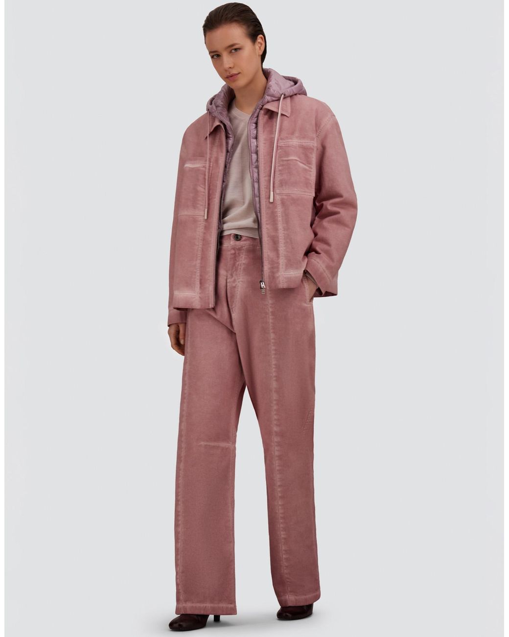 Herno Red Denim-Effect Gabardine Trousers