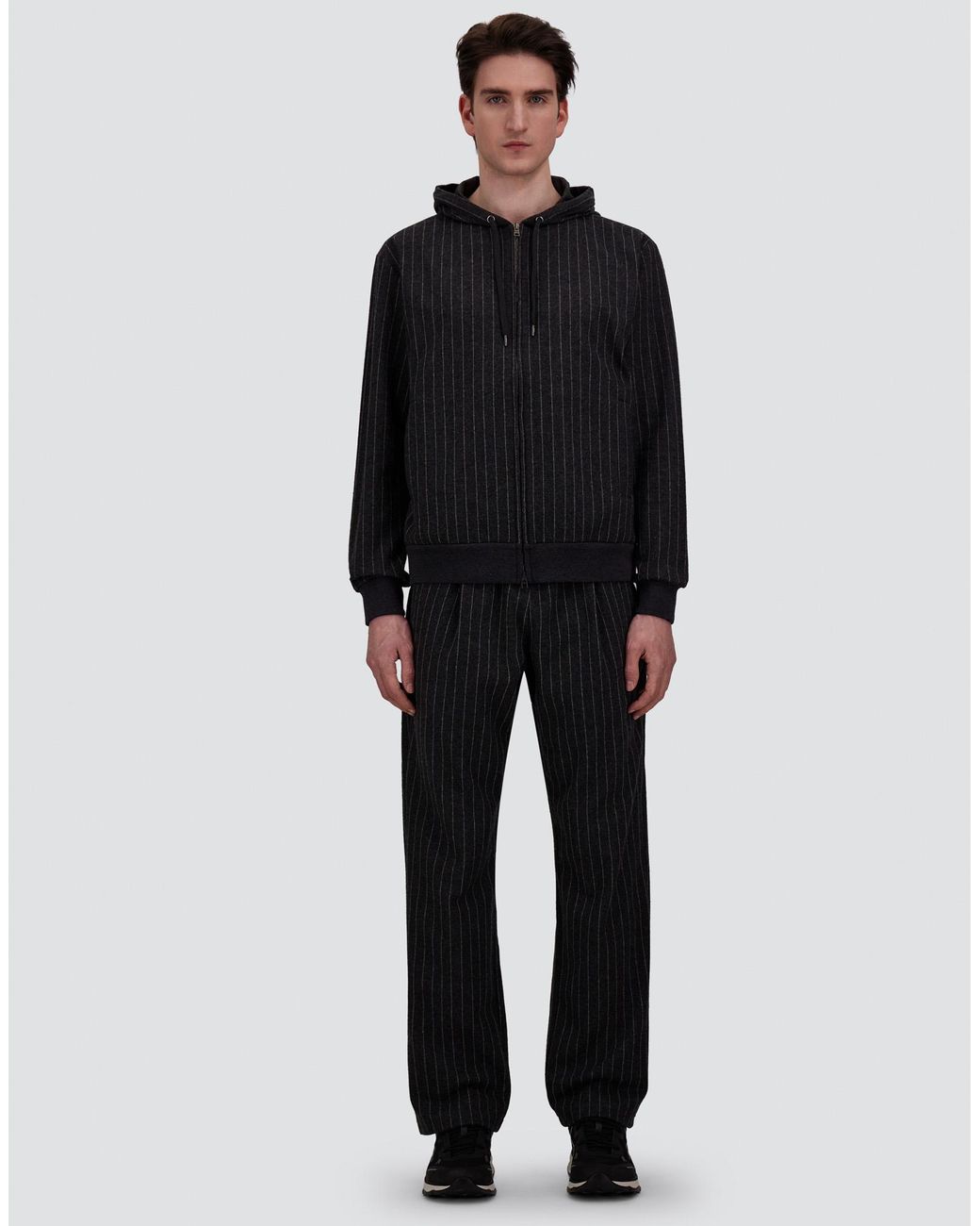 Herno Blue Jacquard Fabric Trousers With Pinstripe Pattern for men