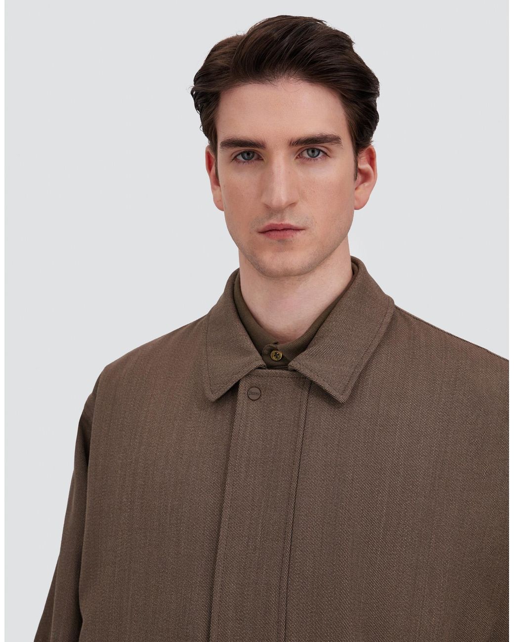 Herno Brown Vintage-Effect Wool-Blend Raincoat for men