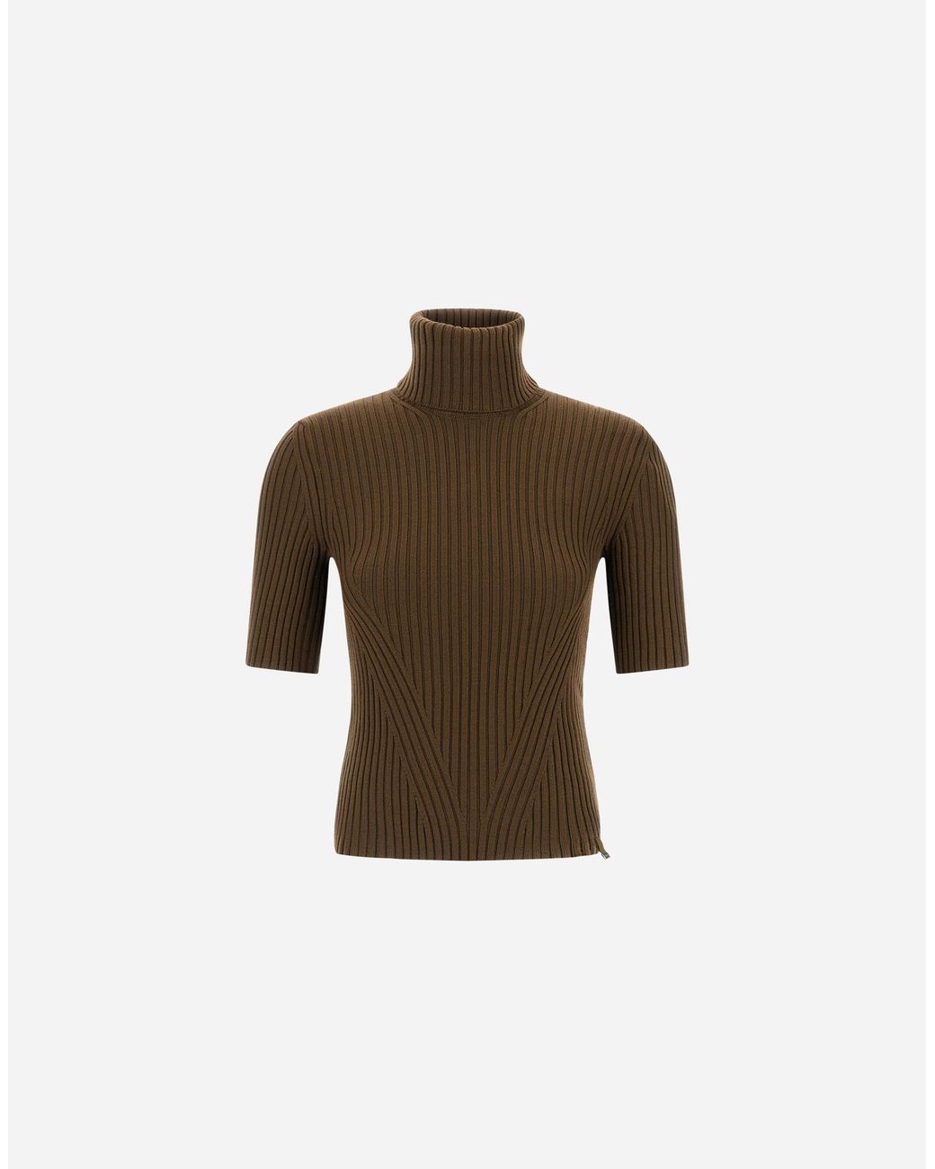 Herno Brown Ribbed Wool Turtleneck