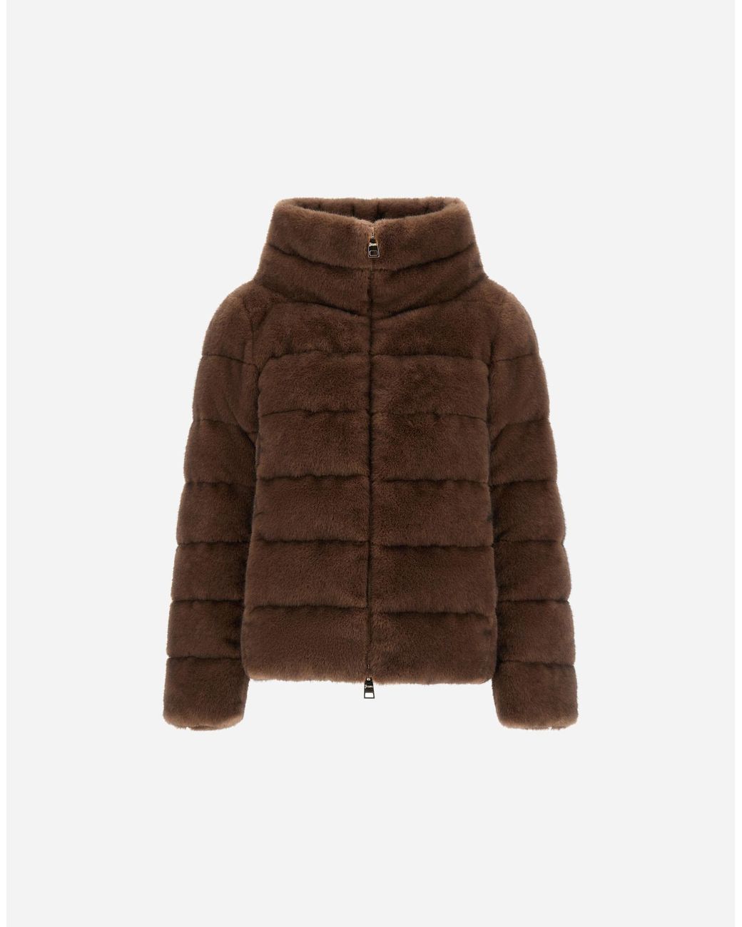 Herno Brown Mélange Mink-Effect Jacket