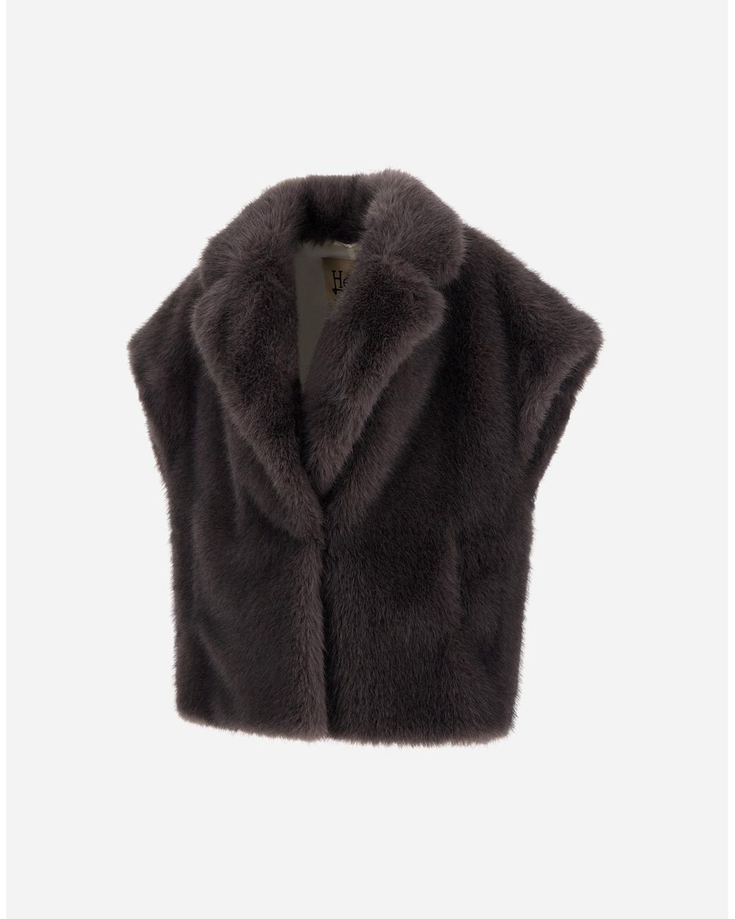 Herno Black Long-Pile Fur-Touch Vest
