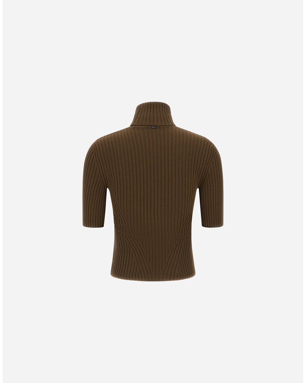 Herno Brown Ribbed Wool Turtleneck