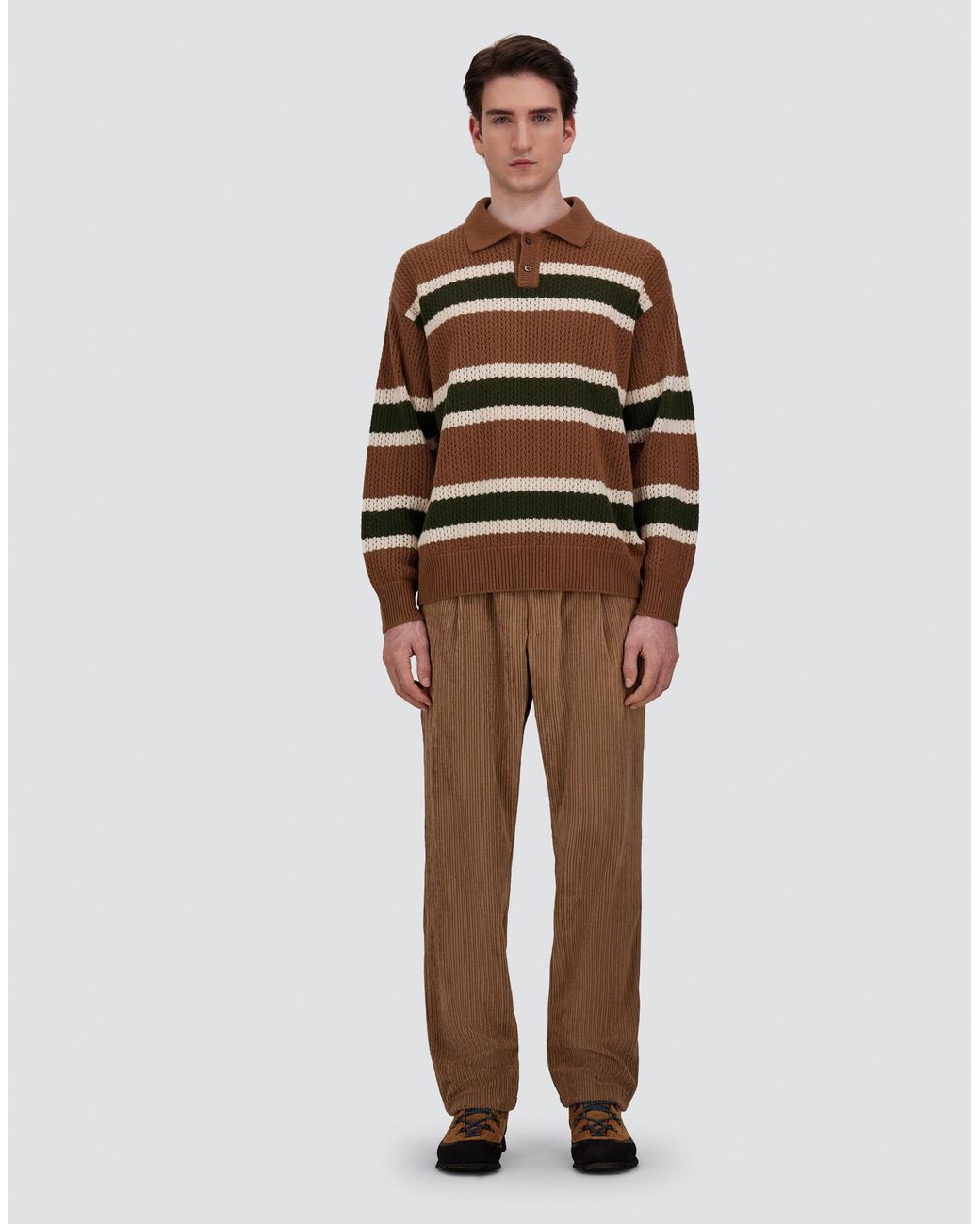 Herno Multicolor Wool Polo Shirt With Openwork Knit for men