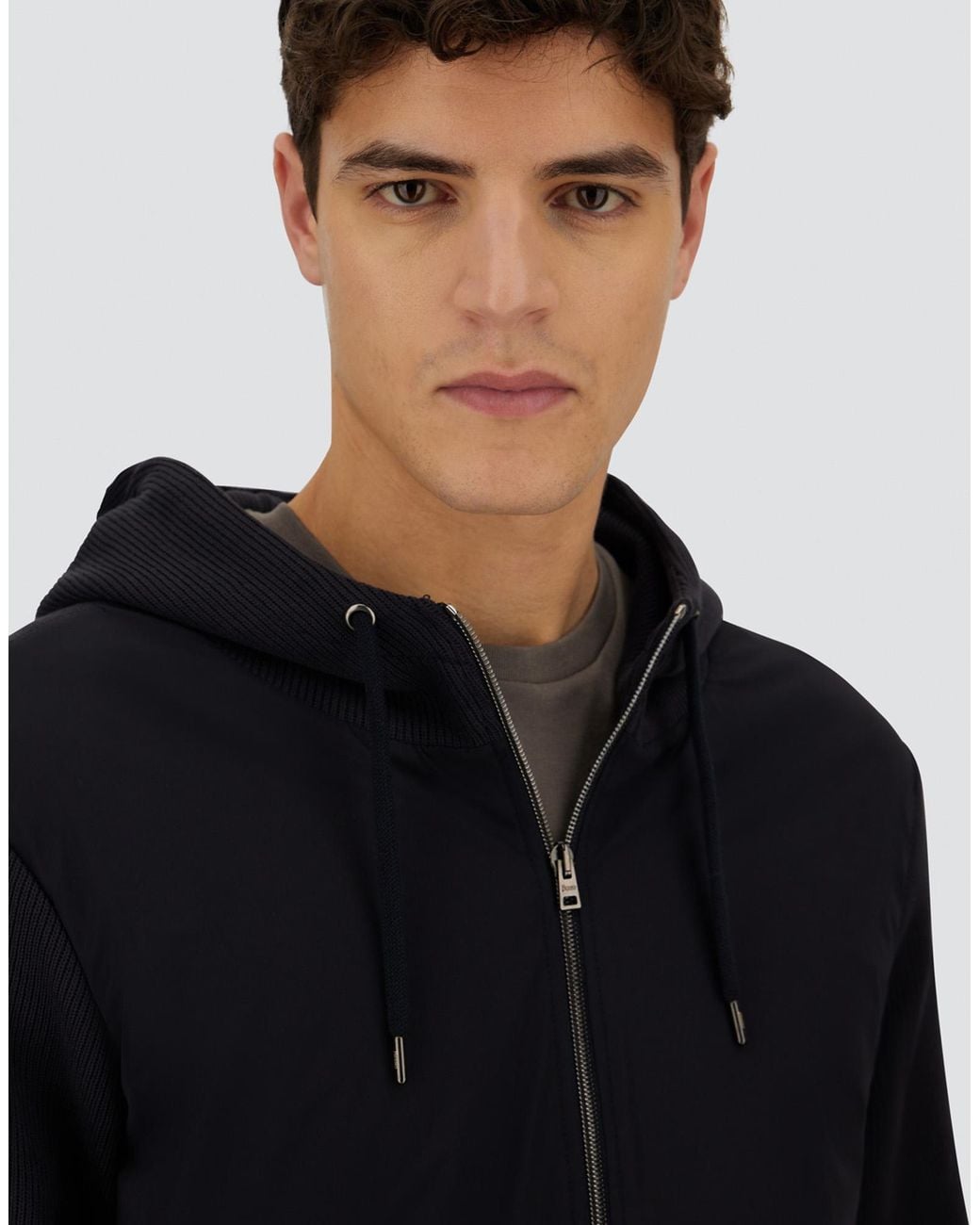 Herno Blue Resort Knit Effect Interlock And Travel Nylon Ponente Jacket for men