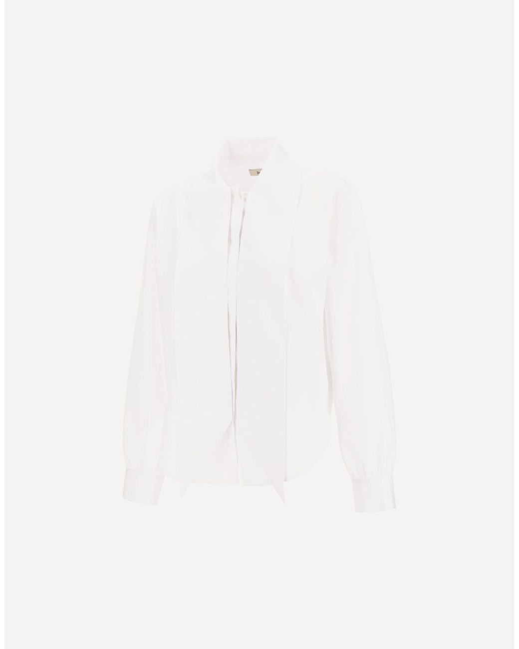 Herno White Cotton Poplin Shirt With Bow