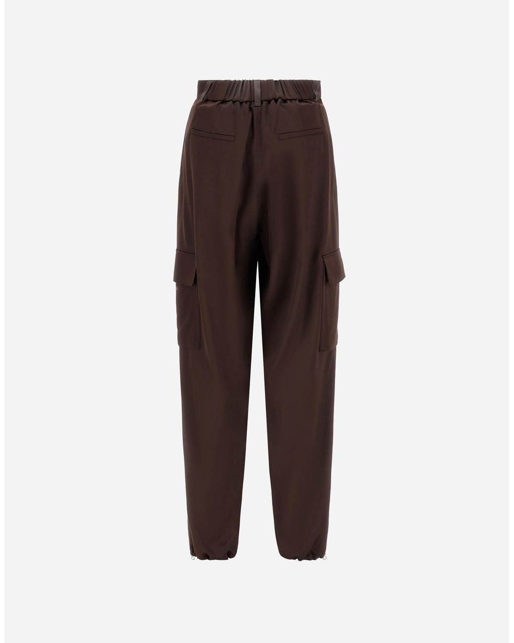 Herno Brown Viscose And Wool Satin Cargo Trousers