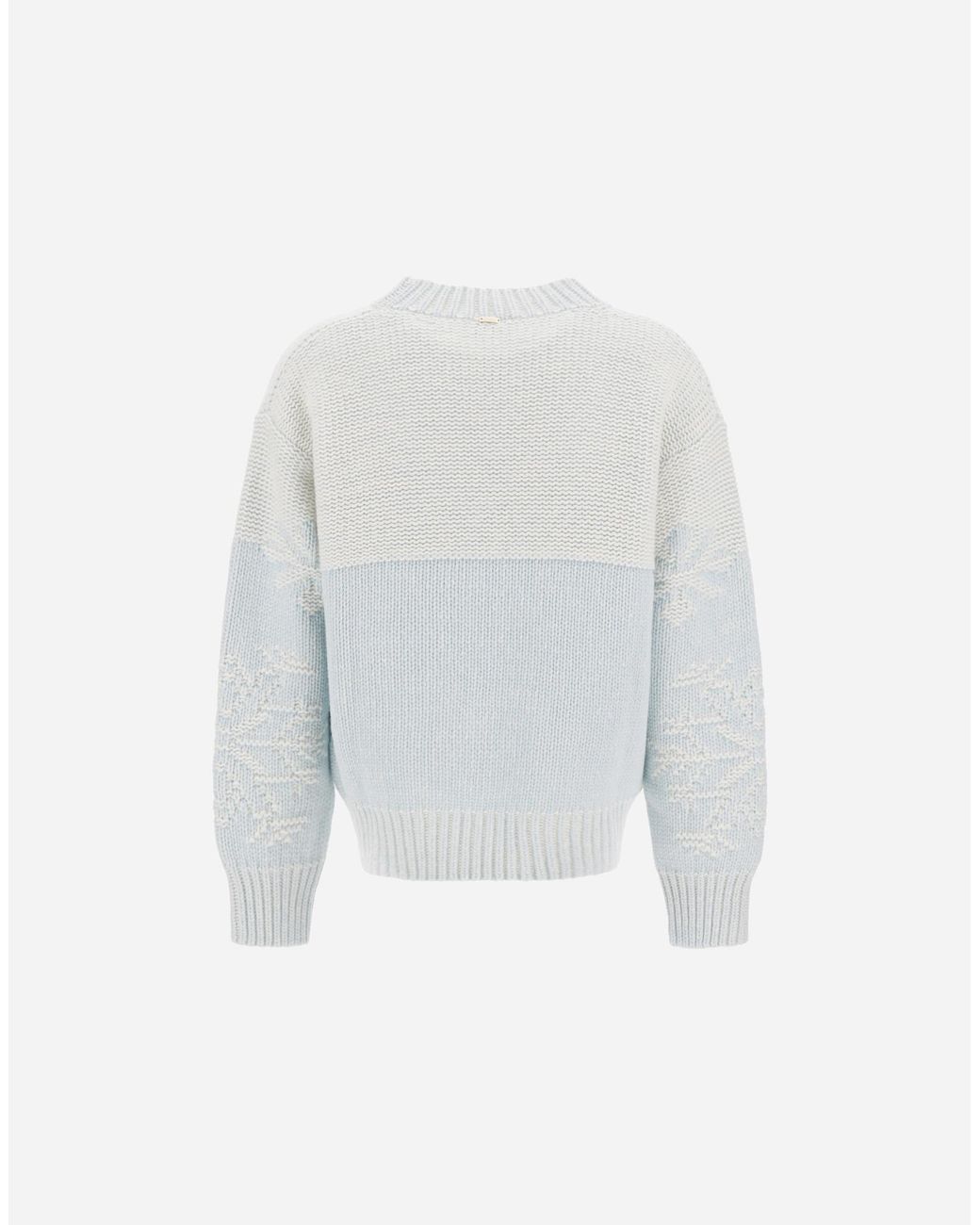 Herno White Wool Jumper With Vanisé Inlay