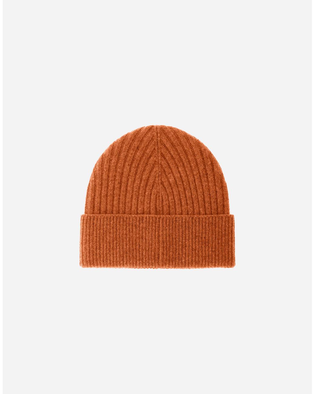 Herno Orange Ribbed Wool Beanie for men