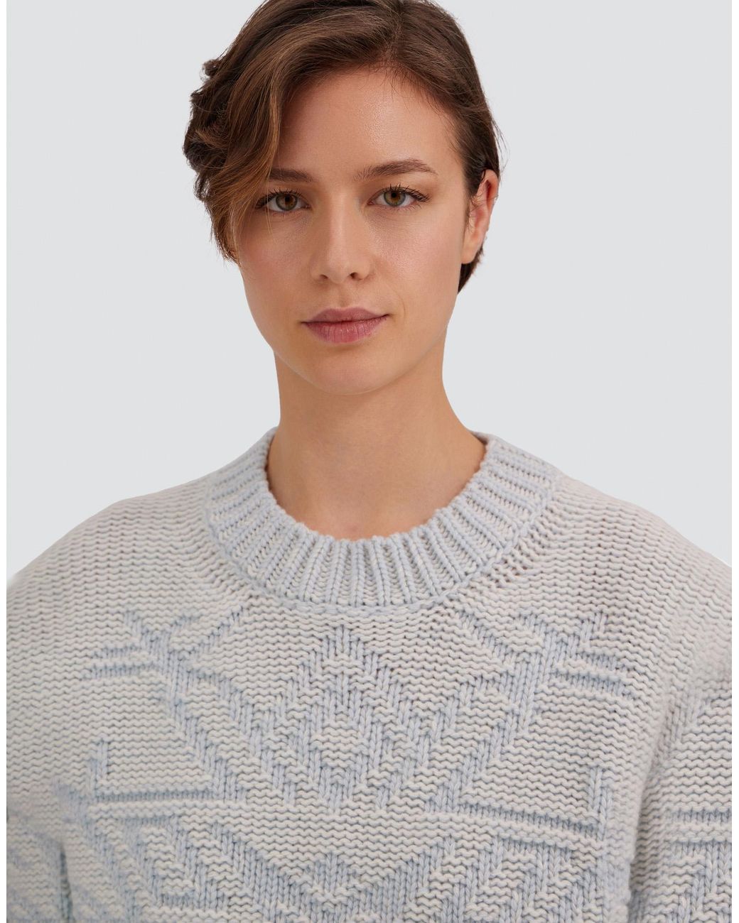 Herno White Wool Jumper With Vanisé Inlay